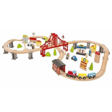 מסלול רכבת גדול מעץ 60 חלקים