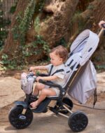 תלת אופן מתקפל 7 ב-1 בעל משענת מתכווננת MINENE X QPLAY - בז' – תמונה 4