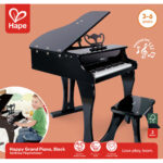 אריזת פסנתר הכנף של HAPE, דגם Happy Grand Piano בשחור לגילאי 3 עד 6