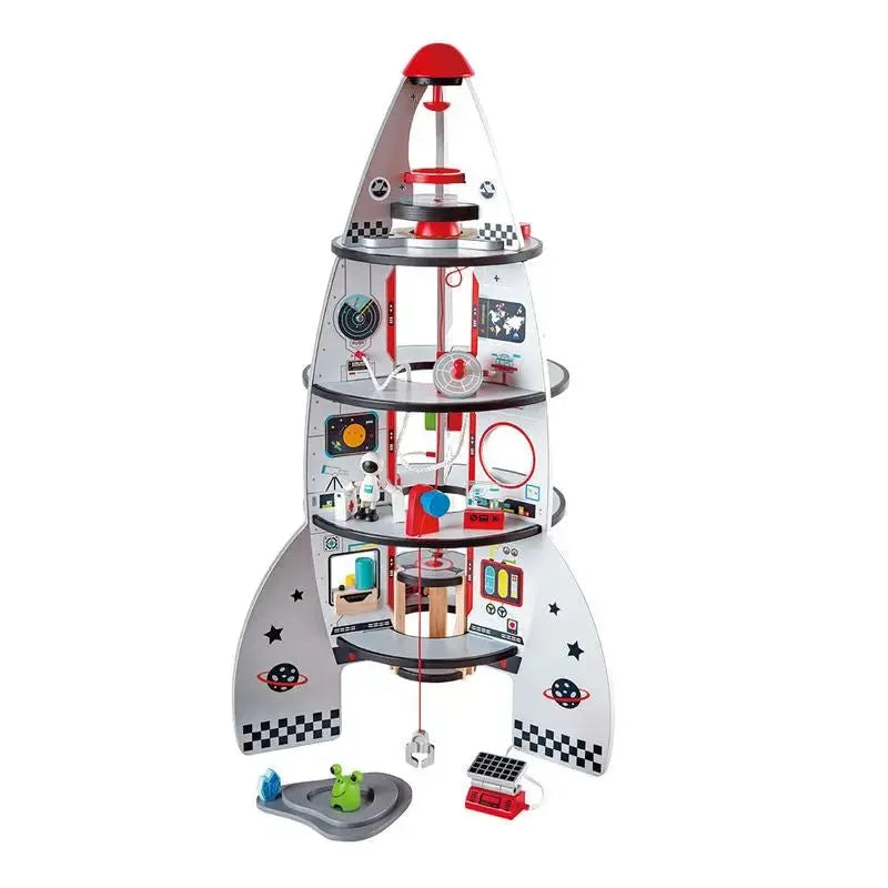 Hape-Four-Stage-20-Piece-Durable-Wooden-Rocket-and-Spaceship-Hape-Toy-Market-44346571.jpg חללית משחק מאובזרת 4 קומות HAPE – תמונה 1