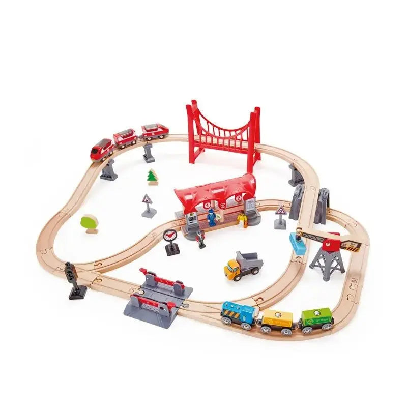 Hape-Wooden-Busy-City-Train-Rail-Set-Hape-Toy-Market-44423253.jpg סט רכבות העיר הגדולה HAPE – תמונה 1